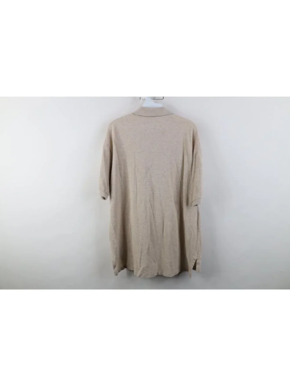 Vtg 90s Ralph Lauren Mens Large Pique Cotton Knit Golf Polo Shirt Oatmeal Brown